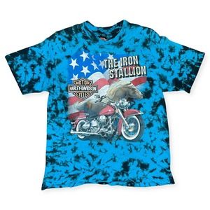 Vintage 1994 Harley Davidson Racing Tie Dye Daytona Bike Week Biker T Shirt MED.